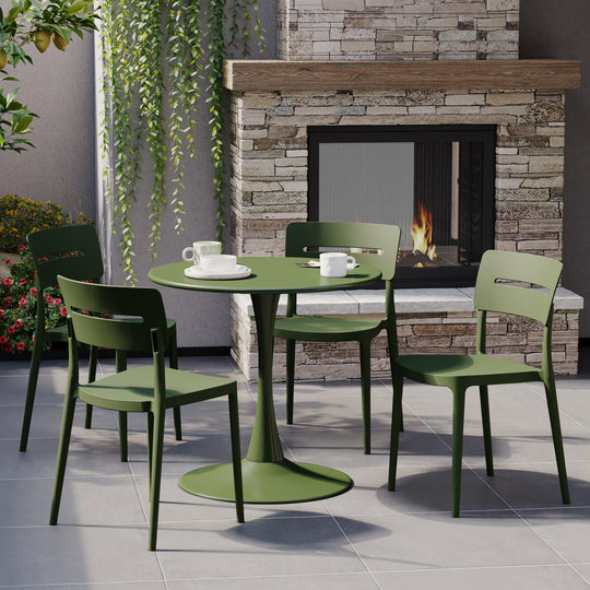 Playa Outdoor Modern Stackable Plastic Patio Dining Chairs (Set of 4)