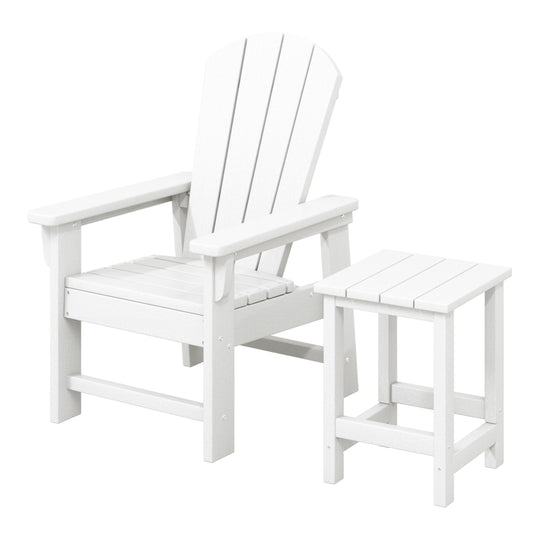 Malibu 2-Piece Kids Outdoor HDPE Adirondack Chair With Square Side Table Set