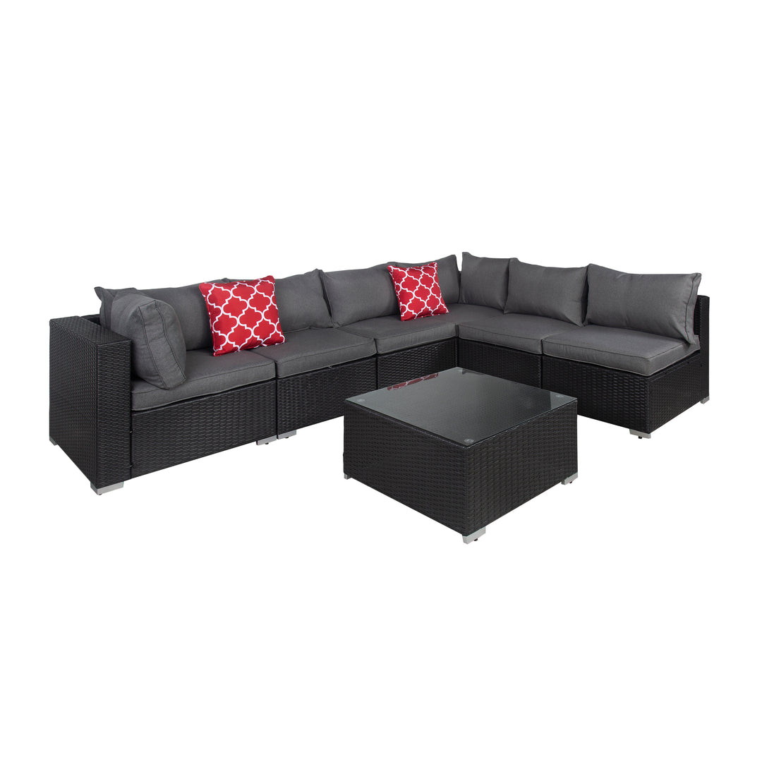 Irvine 7-Piece Outdoor Patio Rattan Wicker Sectional Sofa with Coffee Table Set