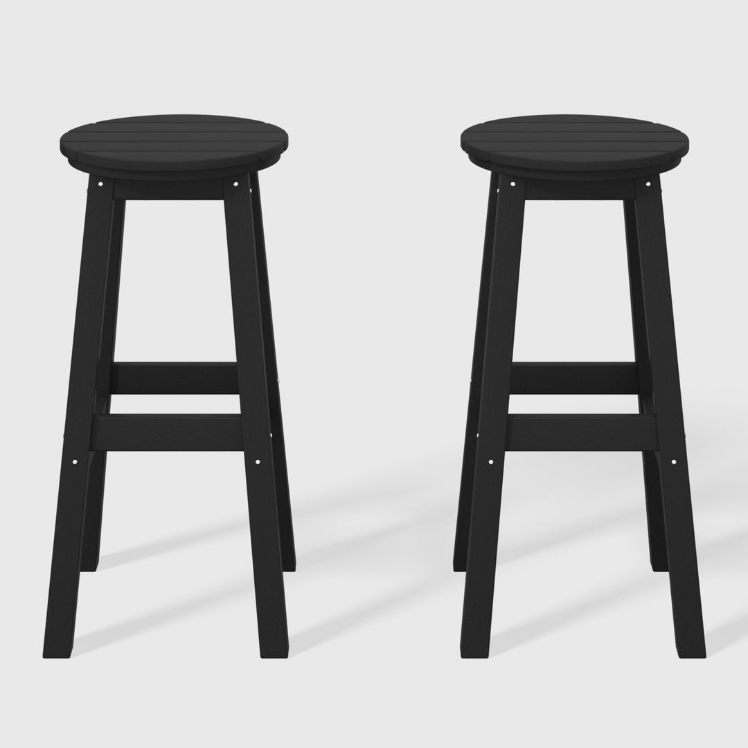 Malibu 29" HDPE Outdoor Patio Round Bar Stool (Set of 2)