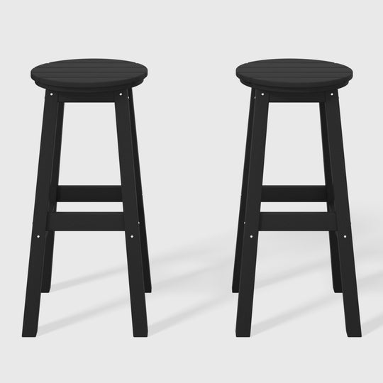 Malibu 29" HDPE Outdoor Patio Round Bar Stool (Set of 2)