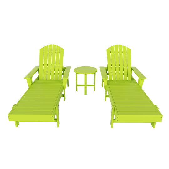 Dylan 3 Piece Adirondack Poly Reclining Chaise Lounge With Arms