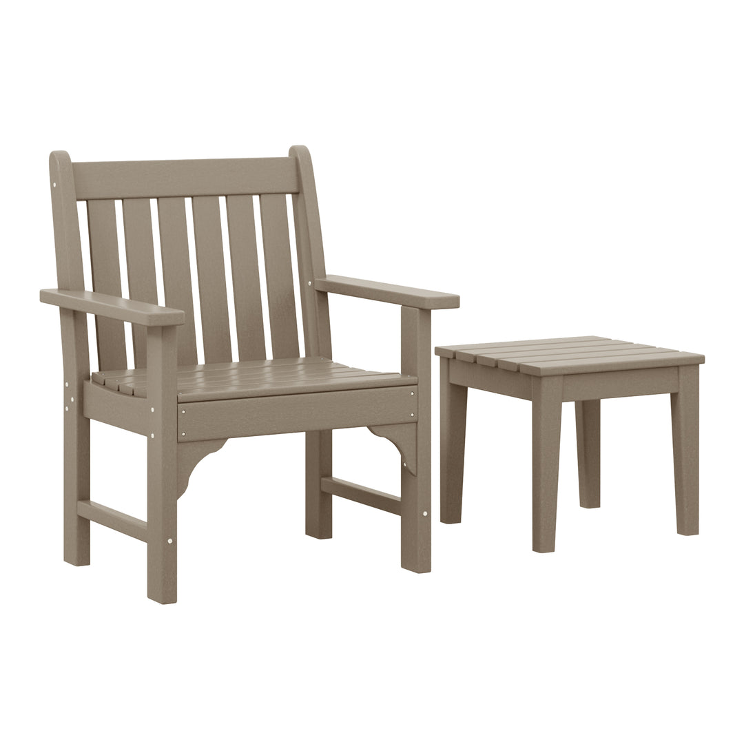 Malibu Outdoor Patio 2-Piece HDPE Adirondack Garden Chair with Square Adirondack Side Table Set