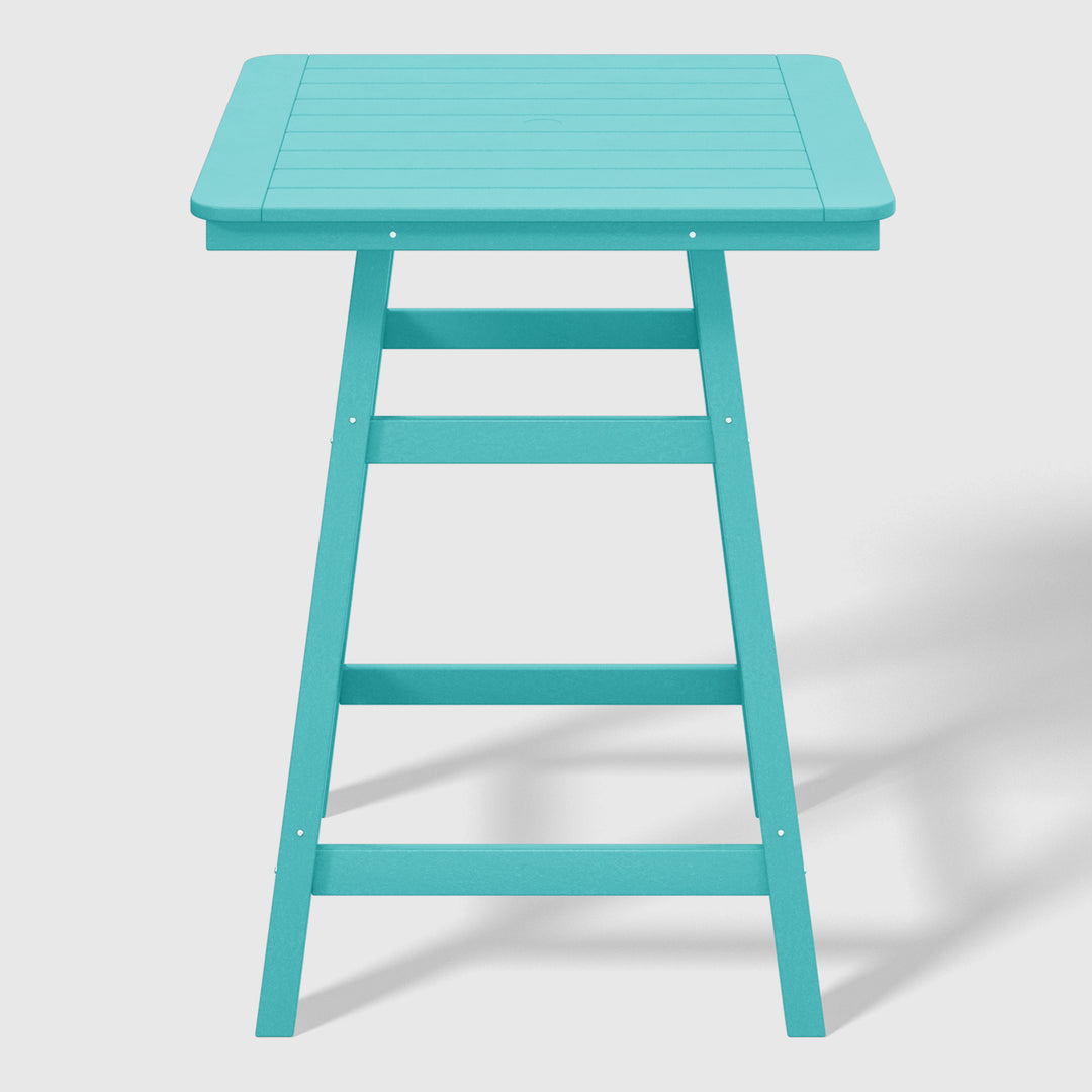 Malibu Square Outdoor Patio Counter High Bistro Bar Table With Umbrella Hole