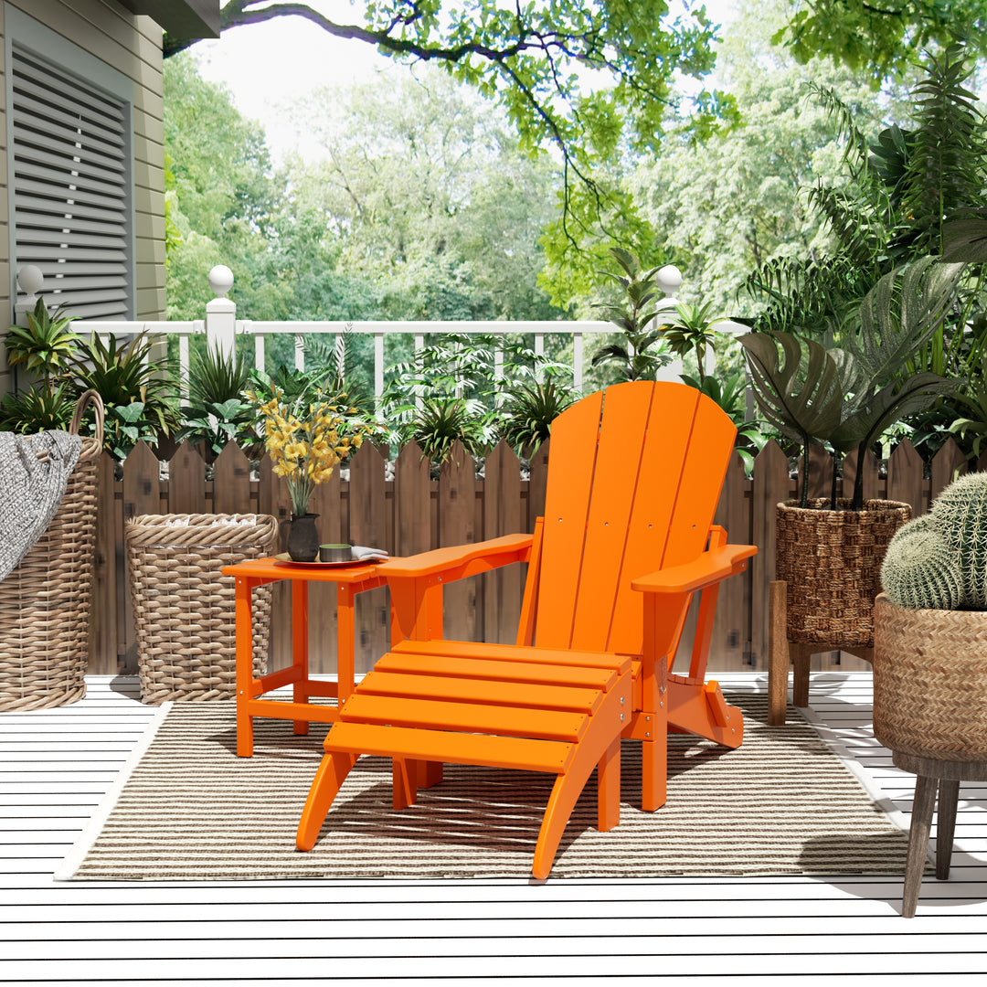 Malibu 3-Piece set classic Adirondack chair with ottoman and a small coffee table (1 seater)