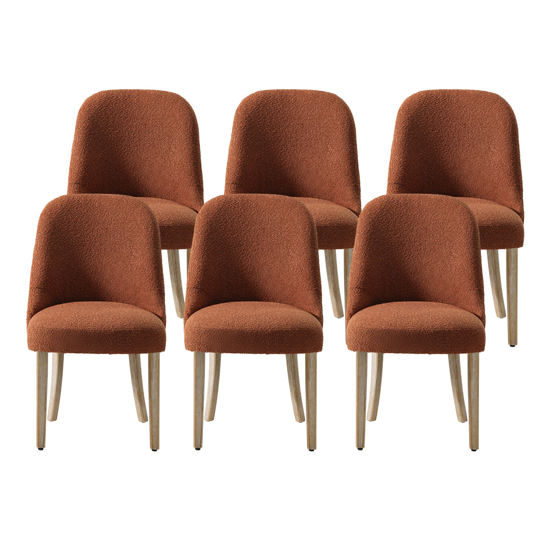 Genevieve Mid-Century Modern Upholstered Boucle Dining Chair (Set of 6)
