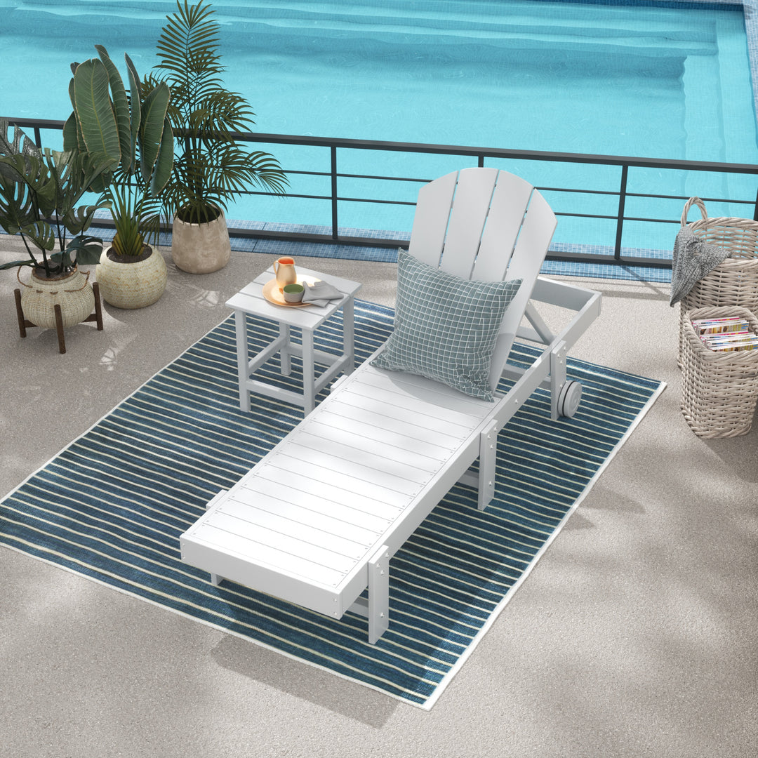 Malibu 2 Piece Adirondack Poly Reclining Chaise Lounge With Wheels
