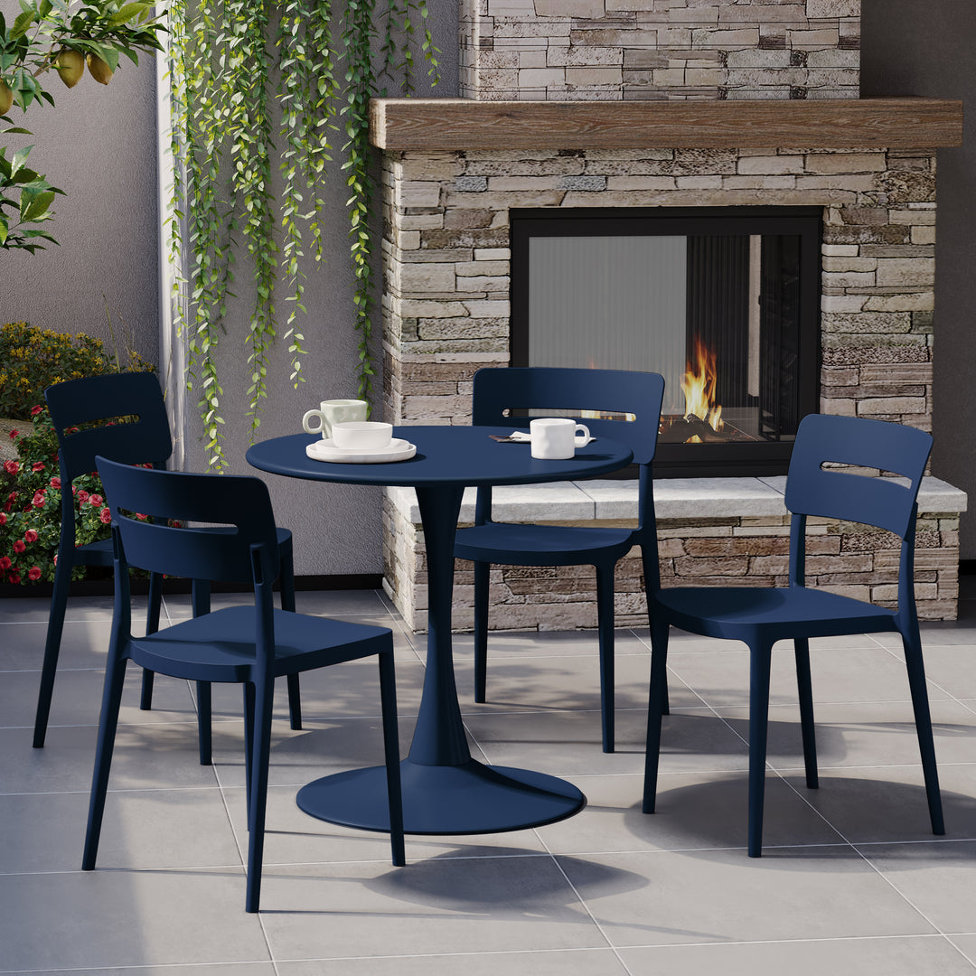 Playa Outdoor Modern Stackable Plastic Patio Dining Chairs (Set of 4)