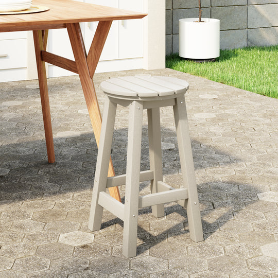 Malibu 24" HDPE Outdoor Patio Round Counter Height Bar Stool