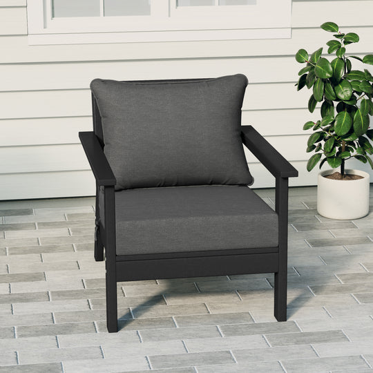 Avalon Outdoor Modern HDPE Patio Club Chair with Deep Seat Cushions