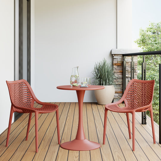 Playa Outdoor Stackable Modern Plastic Dining Chairs (Set of 2)