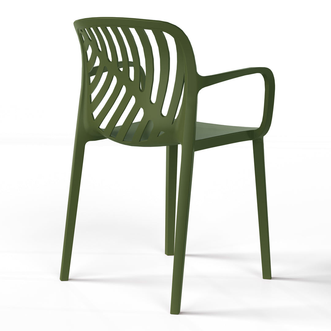 Playa Outdoor Modern Stackable Patio Dining Armchairs (Set of 2)