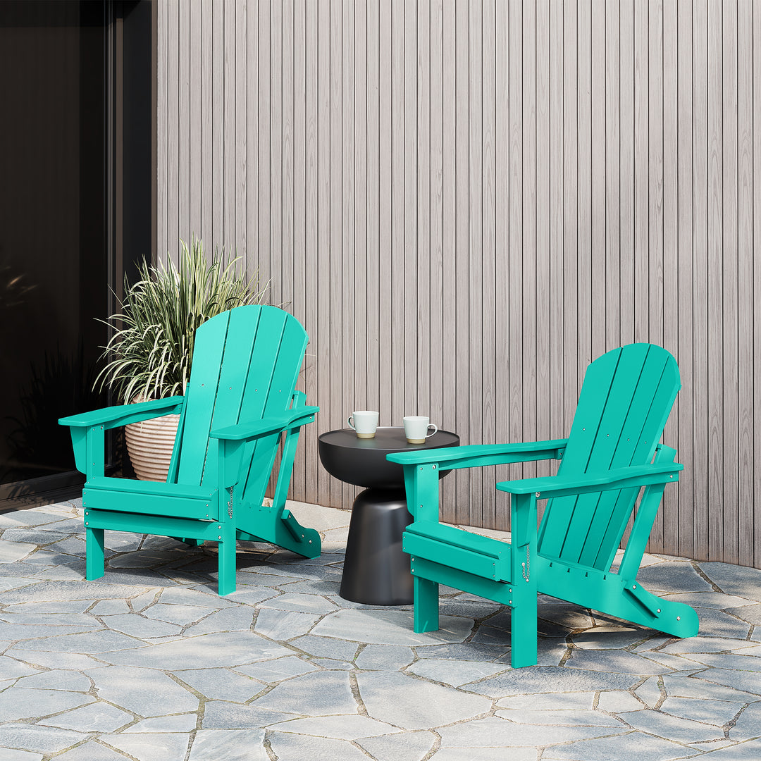 Malibu 2 piece set outdoor folding Poly Adirondack chair