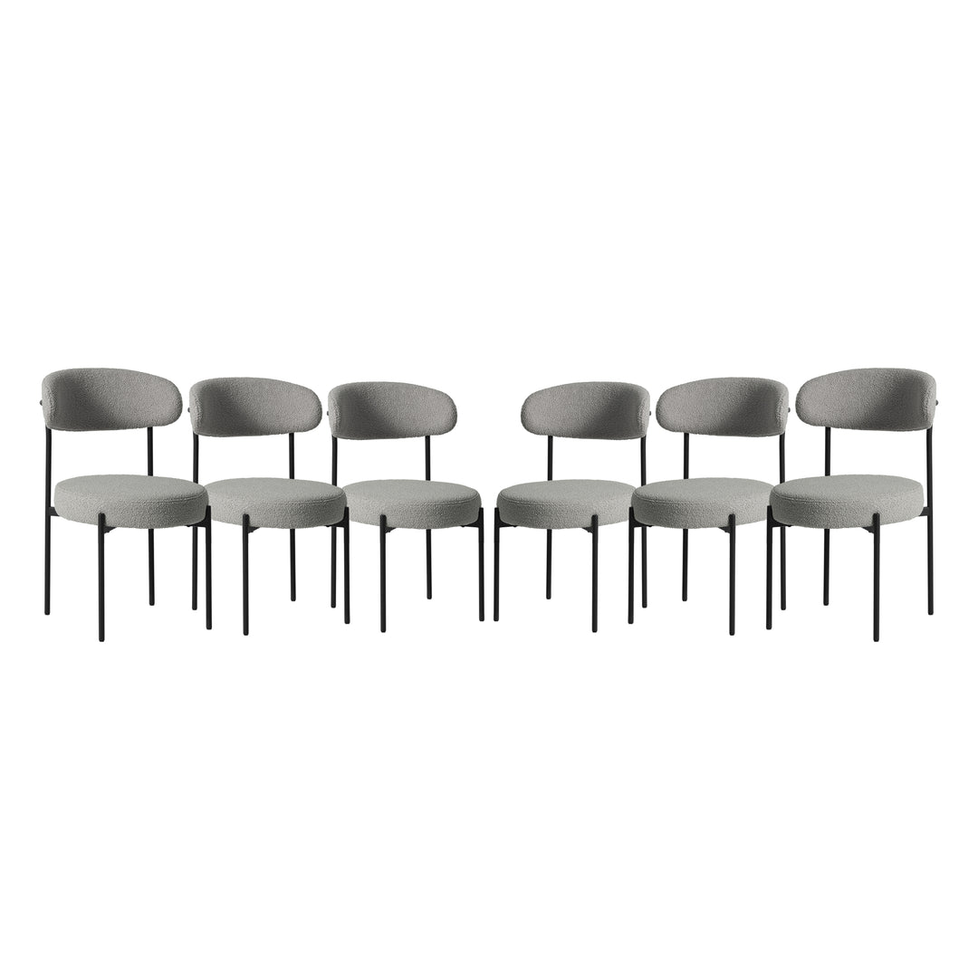 Alexandria Mid-Century Modern Upholstered Sherpa Round Dining Chairs (Set of 6)