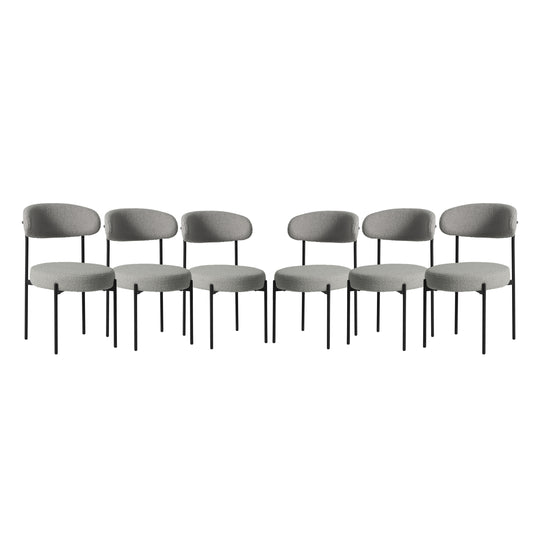 Alexandria Mid-Century Modern Upholstered Sherpa Round Dining Chairs (Set of 6)