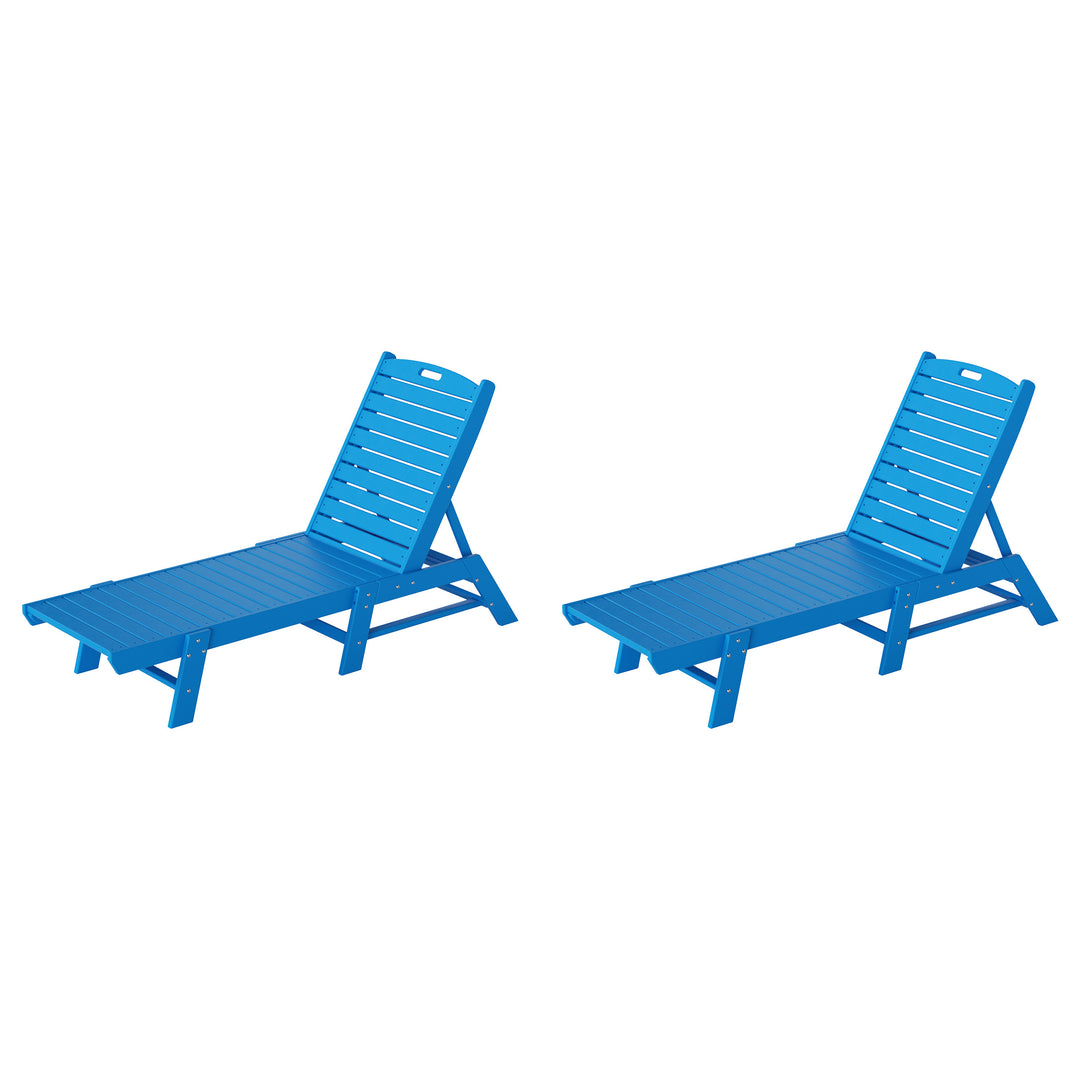 Malibu Poly Reclining Outdoor Patio Chaise Lounge Chair Adjustable (Set of 2)