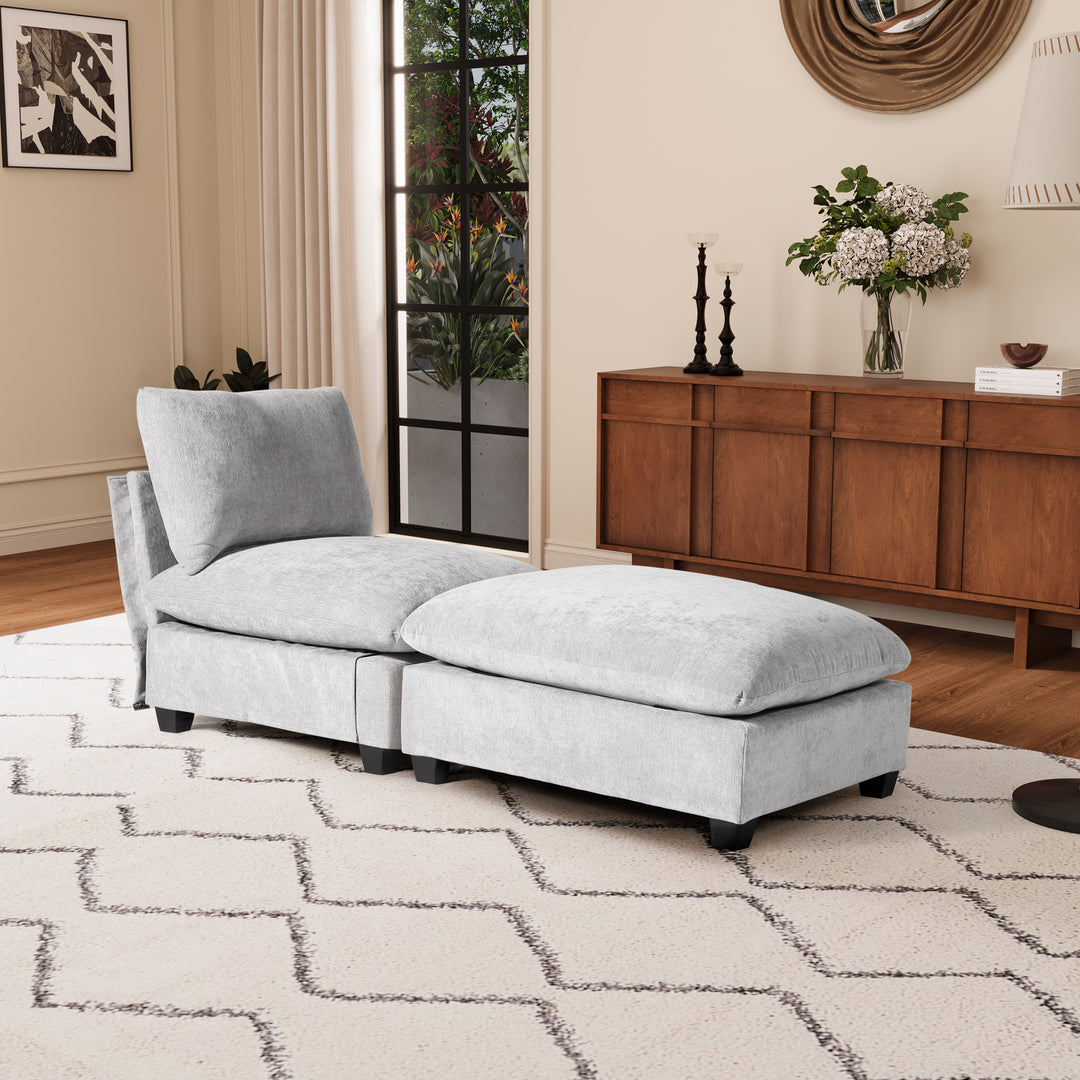 Augusta 68.5" Chenille Upholstered Indoor Chaise Lounge Chair