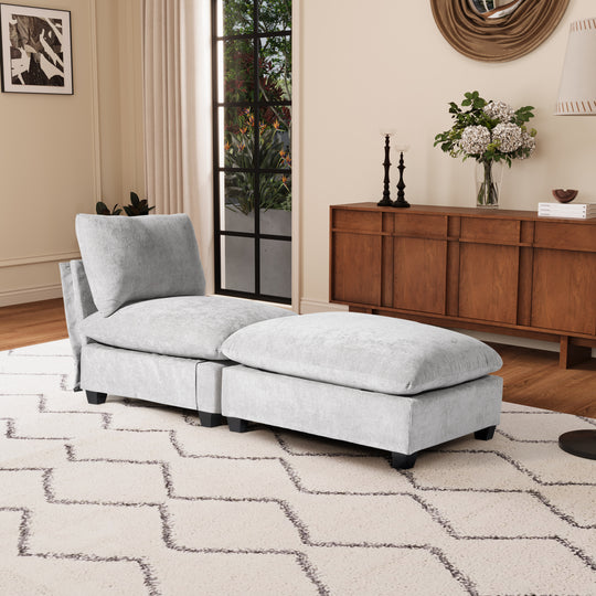 Augusta 68.5" Chenille Upholstered Indoor Chaise Lounge Chair
