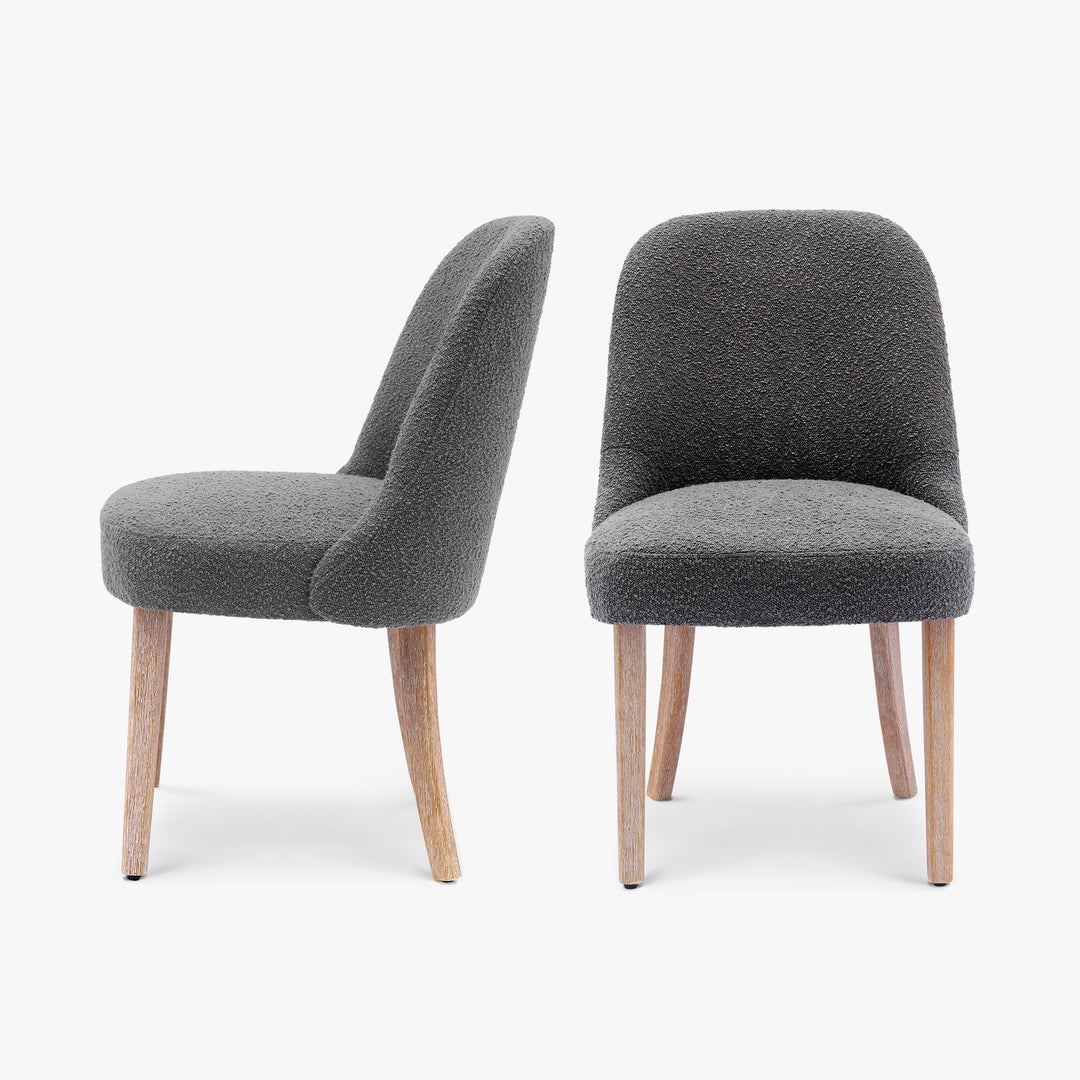 Genevieve Mid-Century Modern Upholstered Boucle Dining Chair (Set of 2)