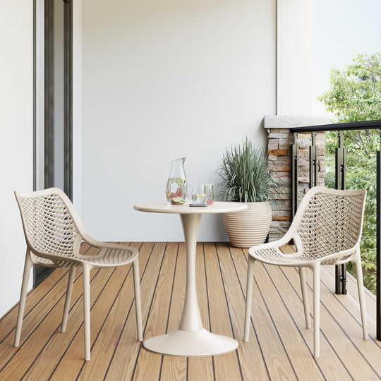 Playa Outdoor Stackable Modern Plastic Dining Chairs (Set of 2)