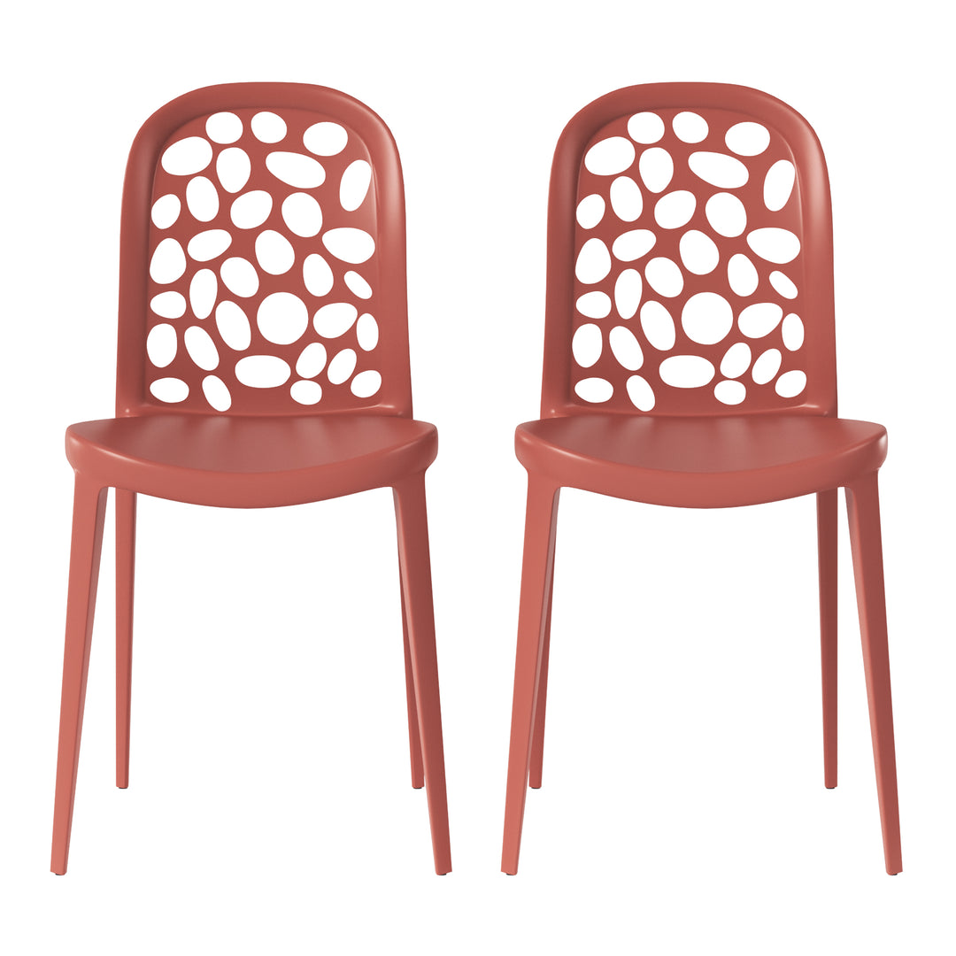 Playa Outdoor Modern Stackable Patio Dining Chairs (Set of 2)