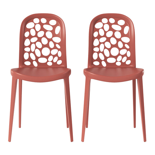 Playa Outdoor Modern Stackable Patio Dining Chairs (Set of 2)