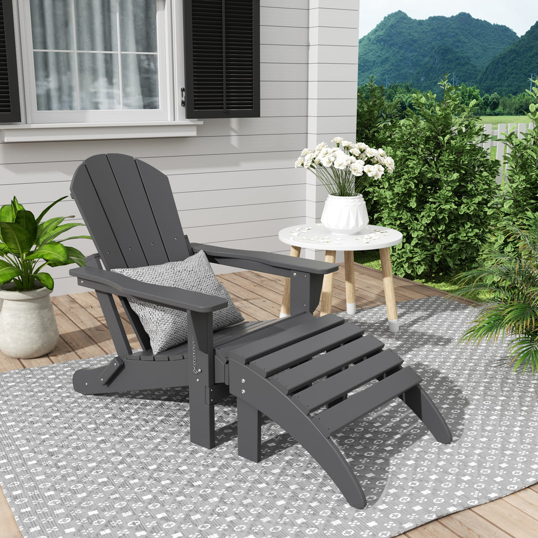 Malibu 2 piece set classic Adirondack chair with ottoman (1 seater)