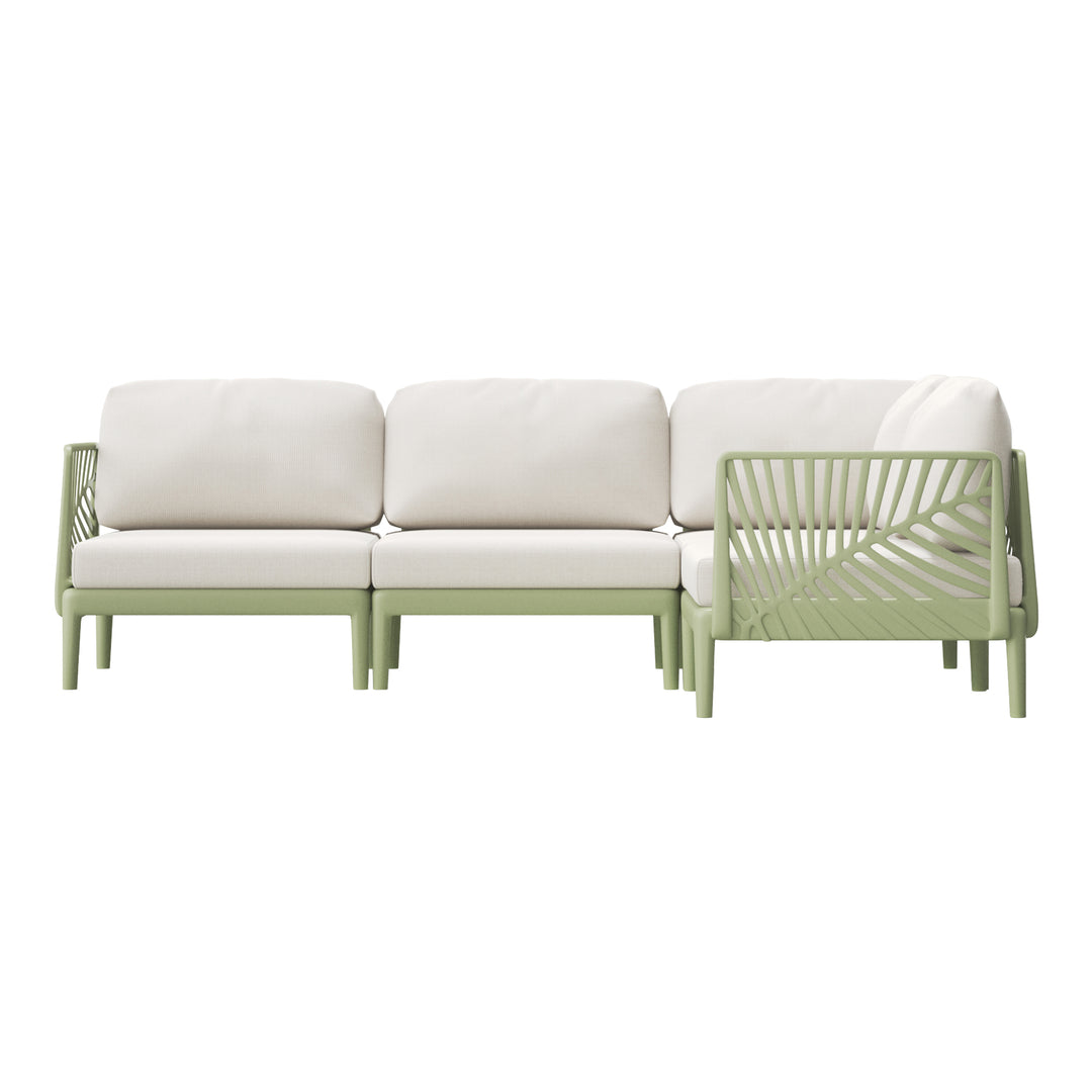 Playa Modern 4-Piece Polypropylene Resin Modular L Shaped Patio Furniture Sectional