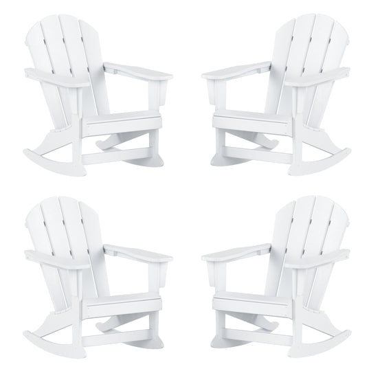 Malibu Outdoor Patio Porch Rocking Adirondack Chair (Set of 4)