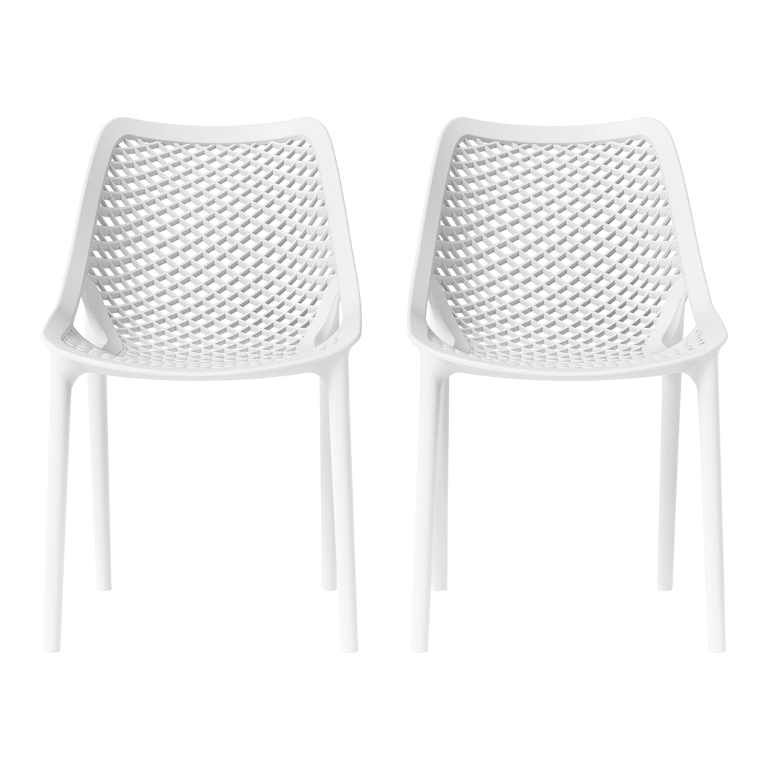 Playa Outdoor Stackable Modern Plastic Dining Chairs (Set of 2)