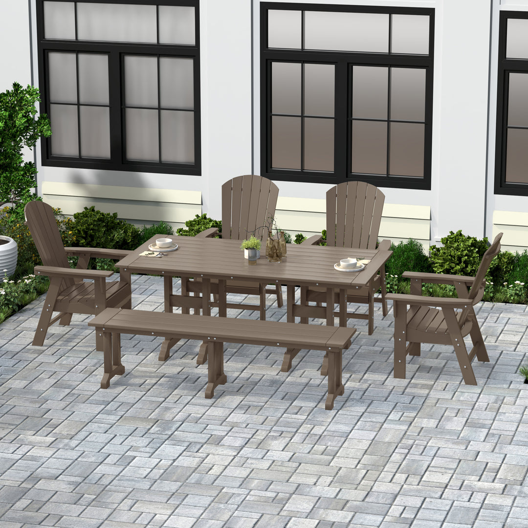 Dylan 6 Piece Outdoor Patio Dining Table and Armchair Dining Bench Set