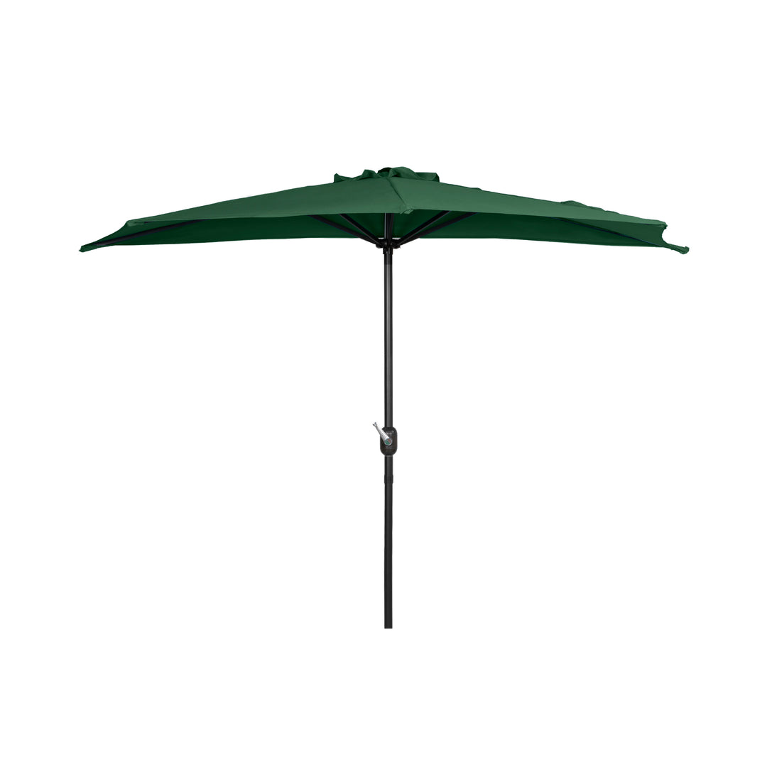 Lanai 9 ft. Aluminum Half Market Crank Lift Patio Umbrella with Black Round Base