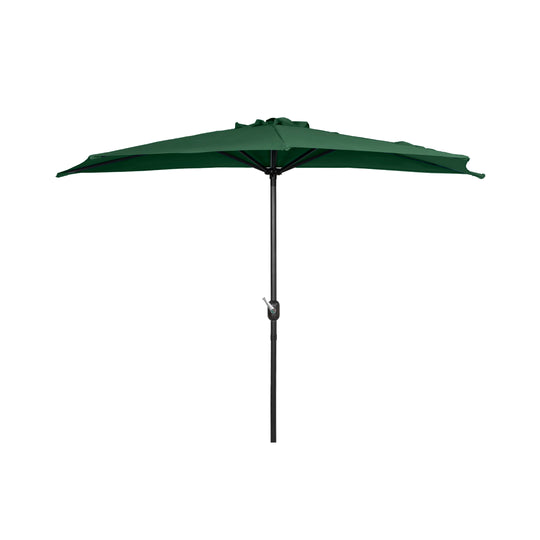 Lanai 9 ft. Aluminum Half Market Crank Lift Patio Umbrella with Bronze Round Base