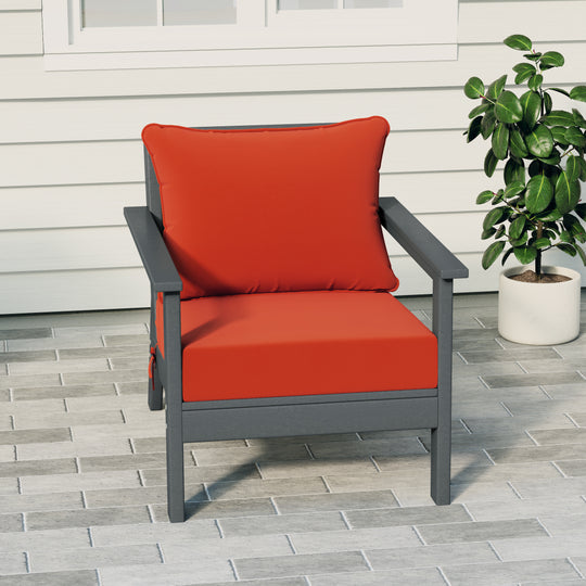 Avalon Outdoor Modern HDPE Patio Club Chair with Deep Seat Cushions