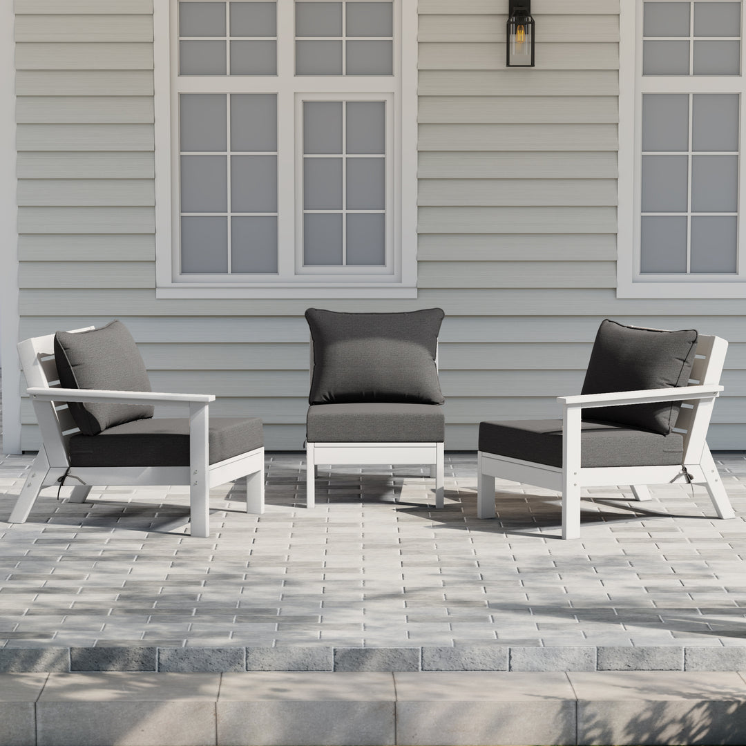 Avalon Outdoor Patio HDPE Sectional Sofa with Patio Cushions