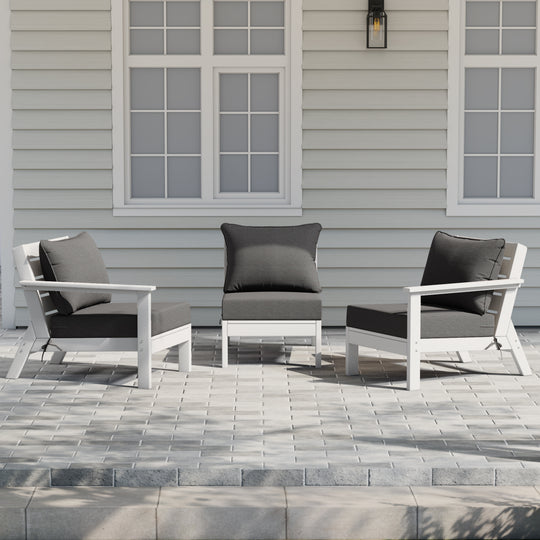 Avalon Outdoor Patio HDPE Sectional Sofa with Patio Cushions