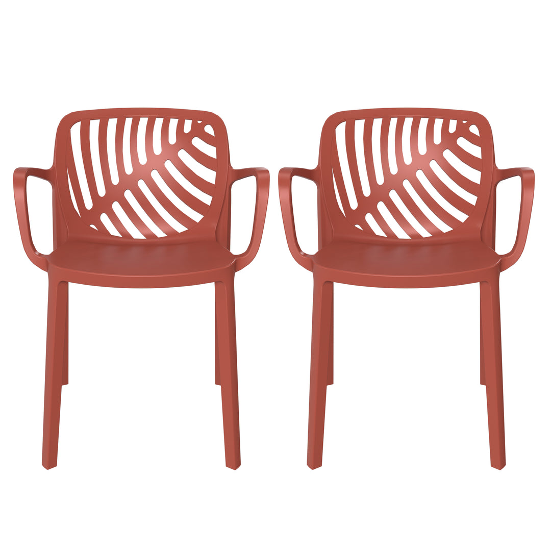 Playa Outdoor Modern Stackable Patio Dining Armchairs (Set of 2)