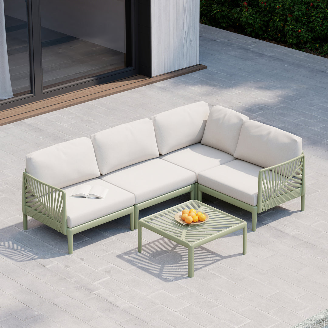 Playa Modern 4-Piece Polypropylene Resin Modular L Shaped Patio Furniture Sectional