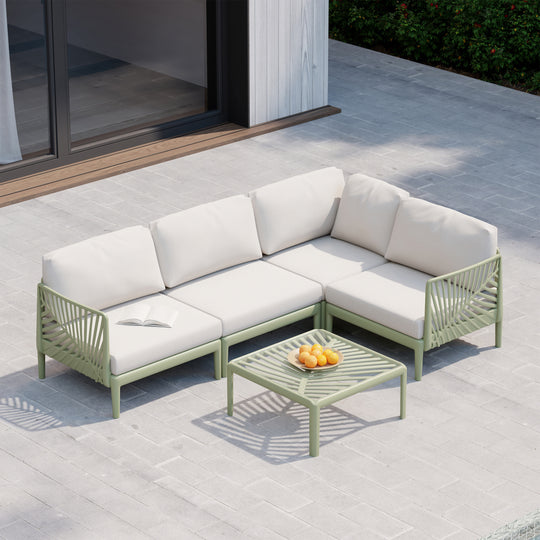 Playa Modern 4-Piece Polypropylene Resin Modular L Shaped Patio Furniture Sectional