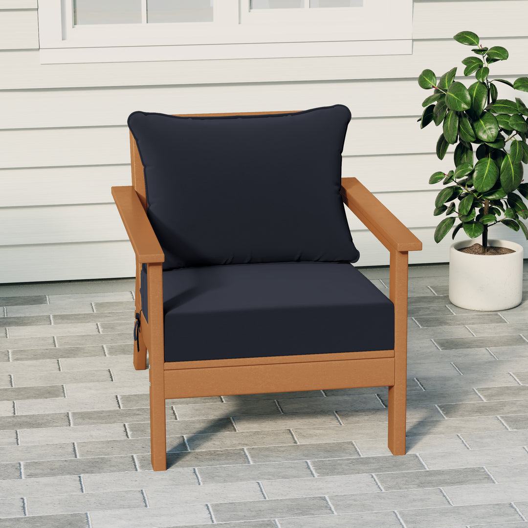 Avalon Outdoor Modern HDPE Patio Club Chair with Deep Seat Cushions