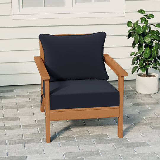 Avalon Outdoor Modern HDPE Patio Club Chair with Deep Seat Cushions