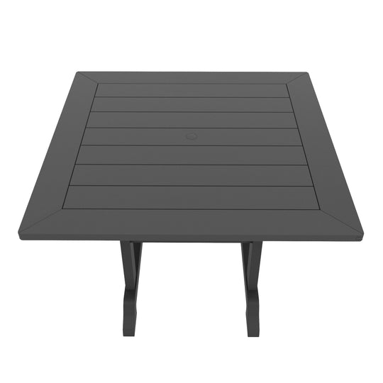 Malibu 5-Piece HDPE Square Patio Dining Table Set with Foldable Chairs