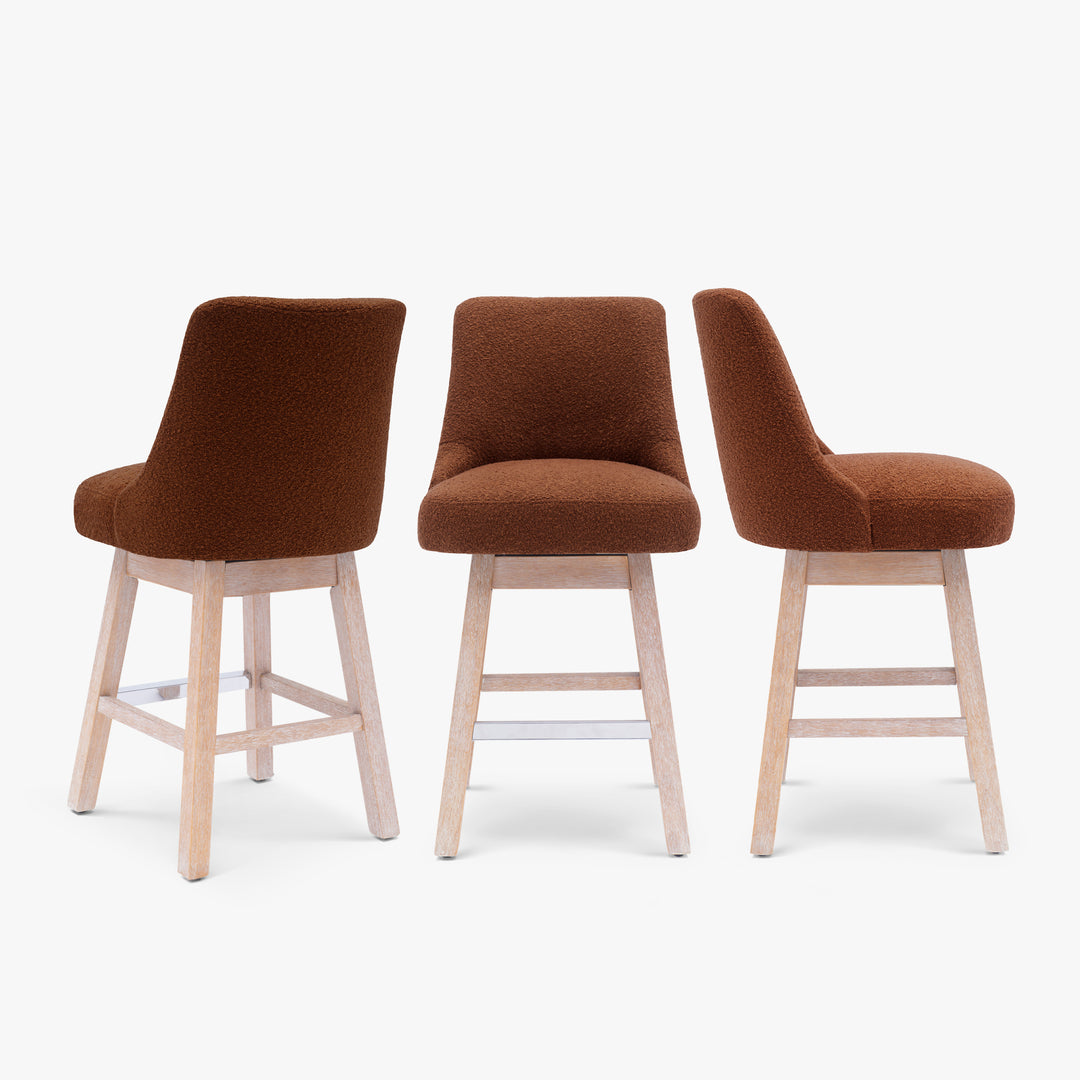 Genevieve 26" Upholstered Swivel Counter Height Bar Stools (Set of 3)