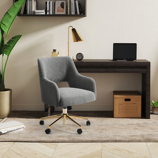 Genevieve Mid-Century Modern Swivel Office Vanity Chair with Wheels