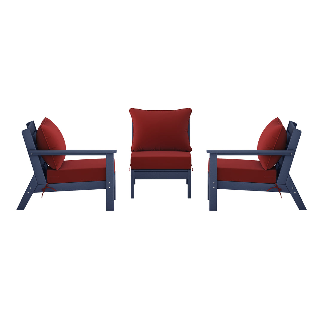 Avalon Outdoor Patio HDPE Sectional Sofa with Patio Cushions