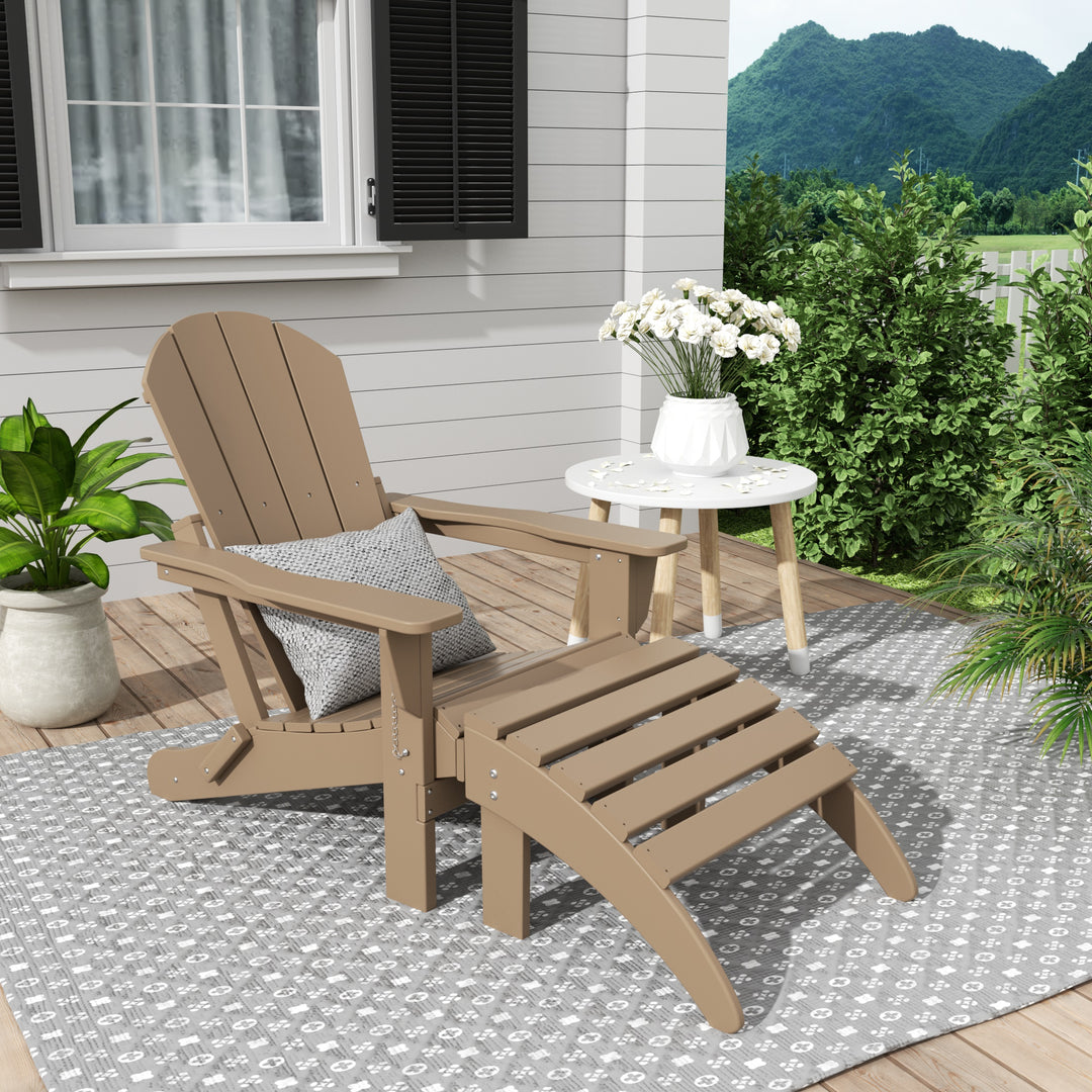 Malibu 2 piece set classic Adirondack chair with ottoman (1 seater)