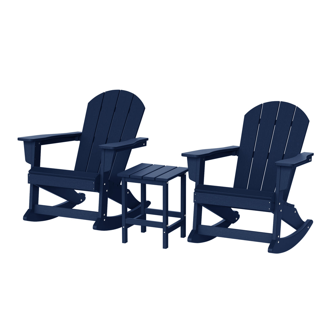 Malibu 3-Piece set Outdoor / Patio Poly Adirondack rocking chairs with a side table ( 2 seater )