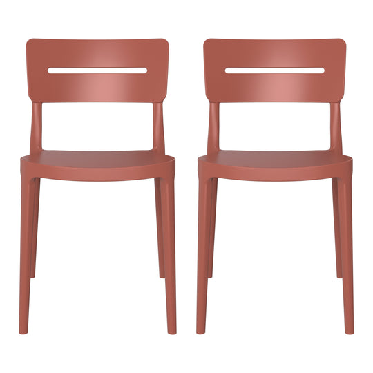 Playa Outdoor Modern Stackable Plastic Patio Dining Chairs (Set of 2)