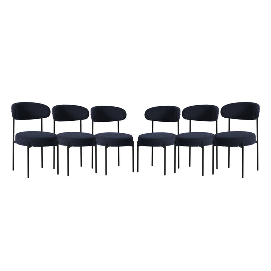 Alexandria Mid-Century Modern Upholstered Sherpa Round Dining Chairs (Set of 6)