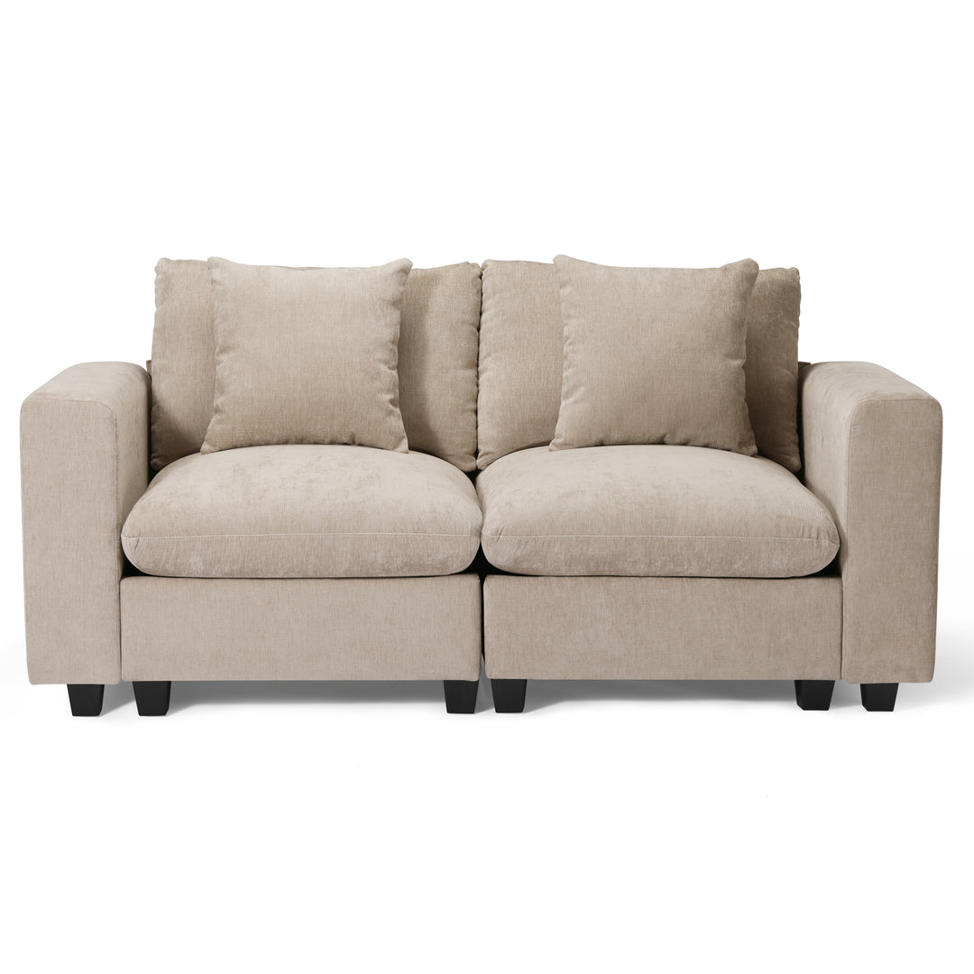 Augusta 70" Modular Chenille Loveseat Sofa With USB/Type-C Ports and Side Pockets